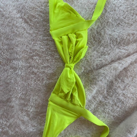 Bahimi Neon Yellow Bikini Top SMALL bow detail brand new without tags - Picture 6 of 6